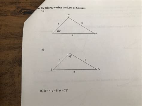 Solved Solve The Following Triangles Using Law Of Sines A Chegg