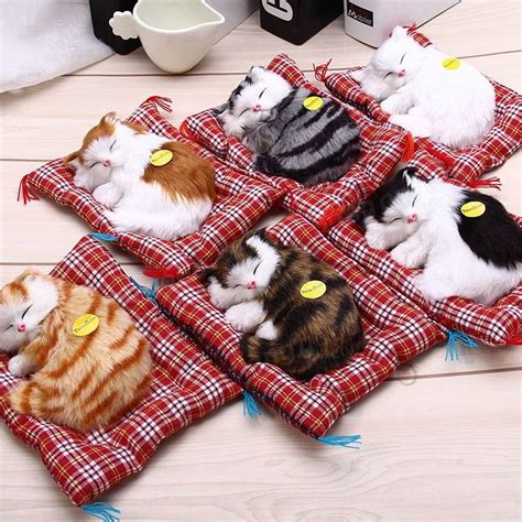 Children Simulation Animal Doll Plush Sleeping Cats Toy Sound Kids Toy ...