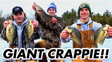 Catching Giant Crappie Wisconsin First Ice Youtube