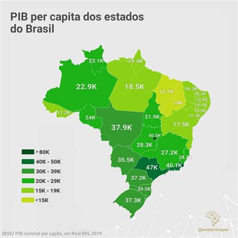 Pib Per Capita Por Estado Em Real Dados 2019 R Brasilivre