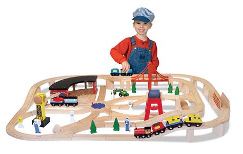 Melissa & Doug Deluxe Wooden Railway Train Set (130+ pcs) Brand New | eBay