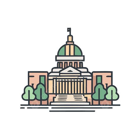 One Of The Capitol Buildings In A Simple Vector A Lineal Icon