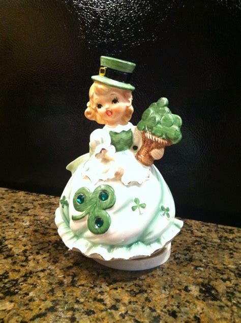 Vintage St Patricks Day Music Box Figurine St Patricks Day