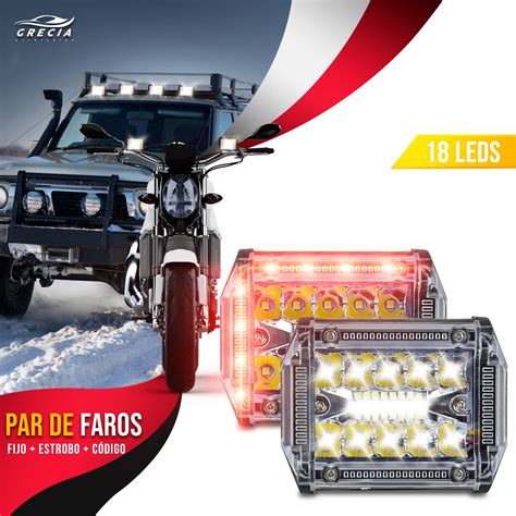 Faros Led Dually Auxiliar Fijo Con Estrobo Universal Par Moda De