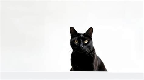 Un Gato Negro Est Sentado En Una Cornisa Mirando A La C Mara Foto