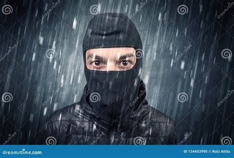 Caught Burglar by House Camera in Action. Stock Photo - Image of ...