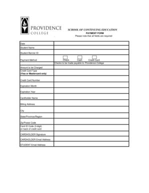 Fillable Online Providence Payment Form Providence College