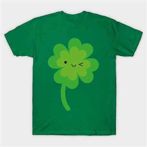 St Patricks Day Kawaii Lucky Four Leaf Clover T Shirt