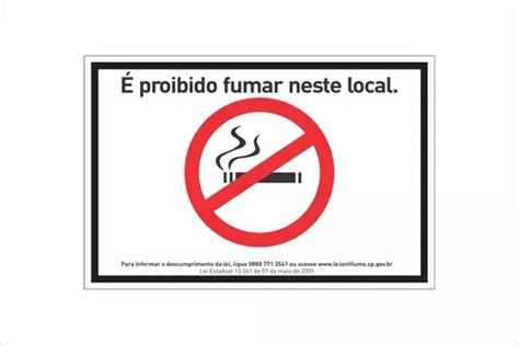 Placa Sinalização Proibido Fumar Sp Lei Nº 13541 30x20cm