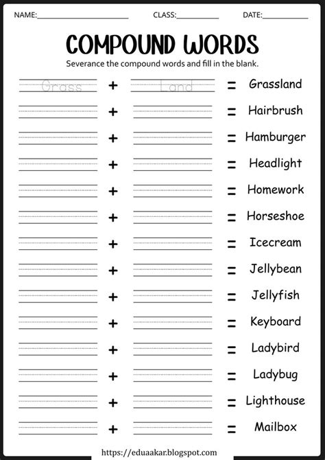 Fun With Words Compound Word Worksheets And Flashcards For Kids In 2024