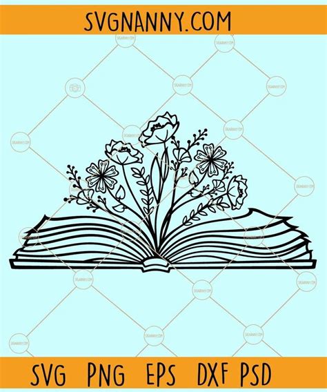 Floral Book Svg Book With Flowers Svg Book Lover Svg Librarian Svg