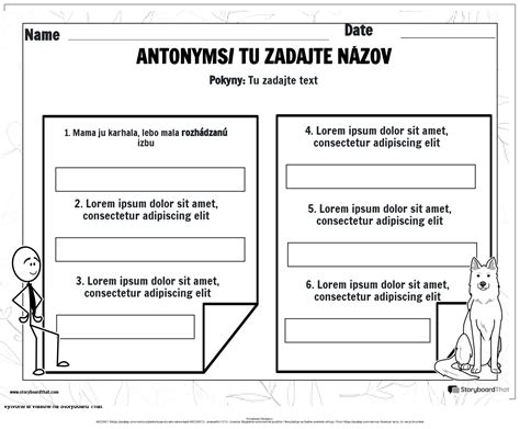 Pracovný list Antonymné vety Storyboard par sk examples