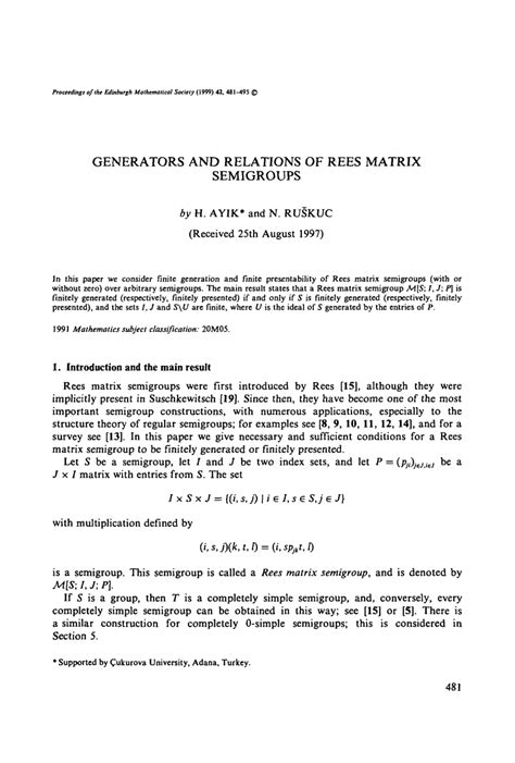 Pdf Generators And Relations Of Rees Matrix Semigroups