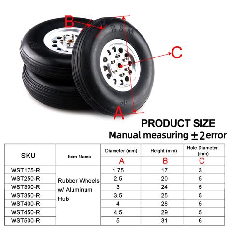 1Pair Durable Rubber Wheels for RC Plane - Size 1.75~6inch to Pick