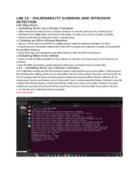 Lab10 LAB 10 VULNERABILITY SCANNING AND INTRUSION DETECTION Lab