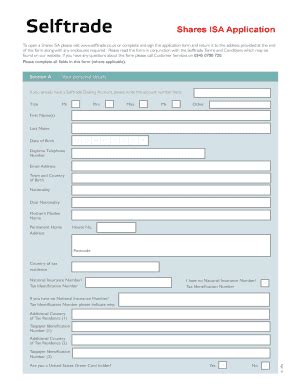 Fillable Online Shares ISA Application Fax Email Print PdfFiller