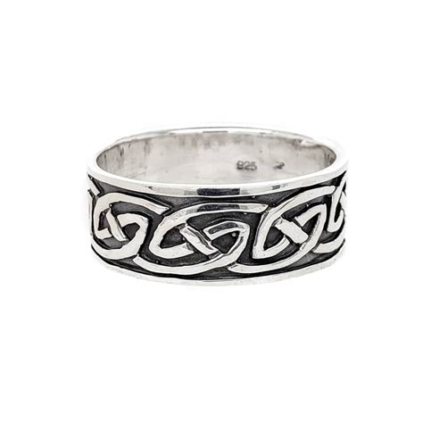 Sor428 Sterling Silver Celtic Knot Men S Band Ring