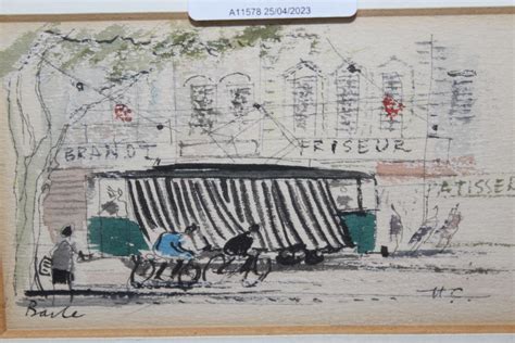 Sir Hugh Casson | with cyclists and figures in a street | MutualArt