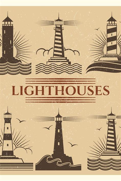 Vintage Lighthouses Logos Vector Set 900367 Logos Design Bundles Vector Logo Silhouette