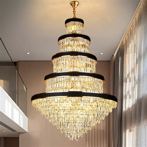 LED Modern K9 Crystal Chandeliers Lights Fixtures Large Long American