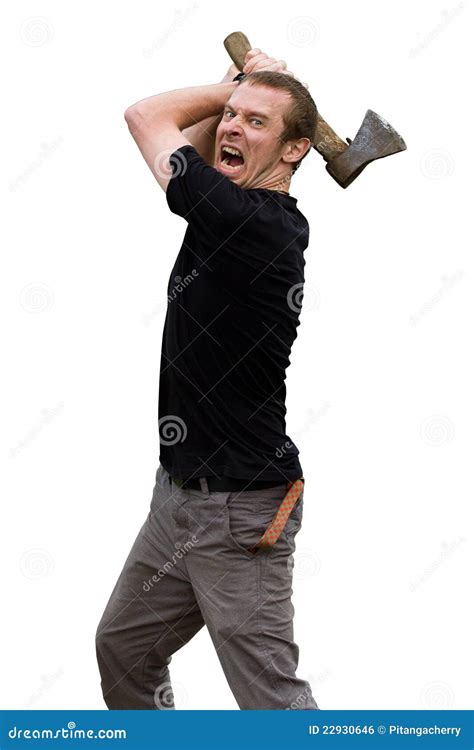 Aggressive Young Man With Ax Royalty Free Stock Image Image 22930646