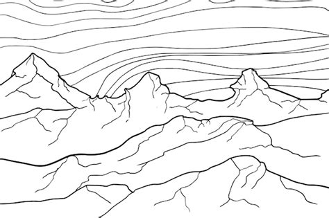 Premium Vector Doodle Alien Fantasy Mountain Landscape Coloring Page