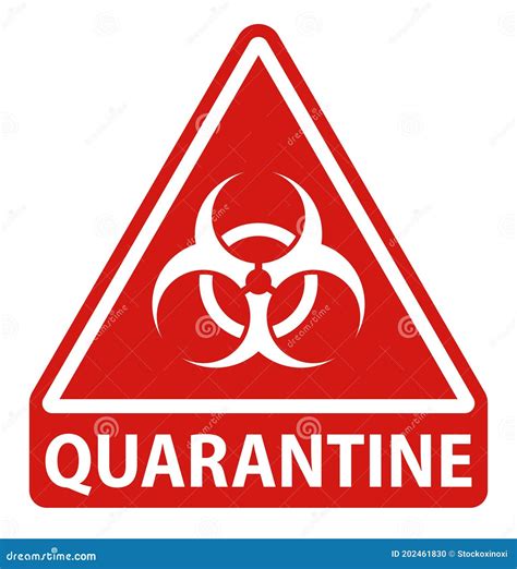 Red Quarantine Warning Sign Biohazard Symbol Triangular Shape Stock