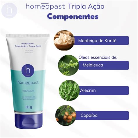 Hidratante Tripla Ação Toque Seco 50g Para Pés Ressecados Homeopast