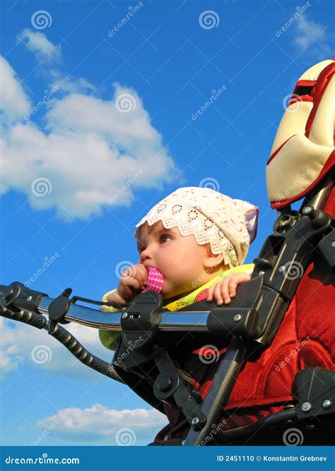 Baby on Blue Sky Background Stock Photo - Image of healthy, happiness ...