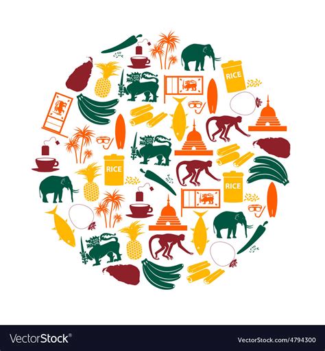 Sri Lanka Country Symbols Color Icons In Circle Vector Image