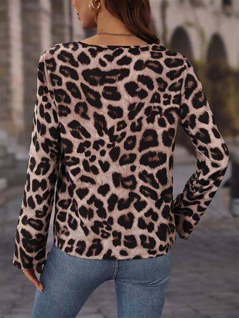 Blusas Estampa De Leopardo Meio Z Per Shein Brasil Half Zip Leopard