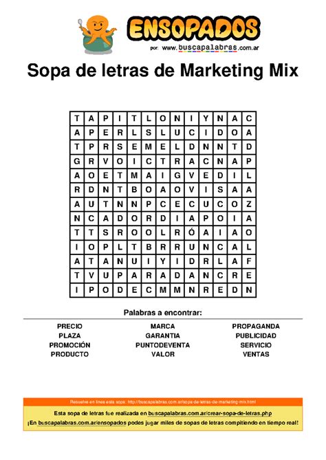 Sopa De Letras De Marketing Mix Ar Crear Sopa De Letras En