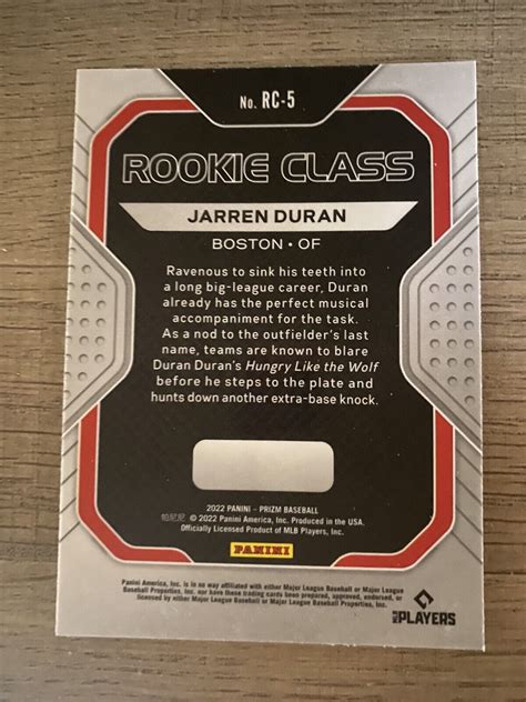 2022 Panini Prizm Rookie Class Jarren Duran RC 5 Boston Red Sox EBay