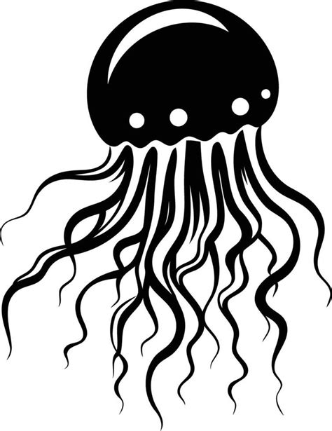 Simple black and white illustration of a jellyfish 49453762 Vector Art ...