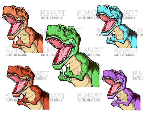 Funny T Rex Middle Finger Png File 5 Colors T Rex Sublimation Design