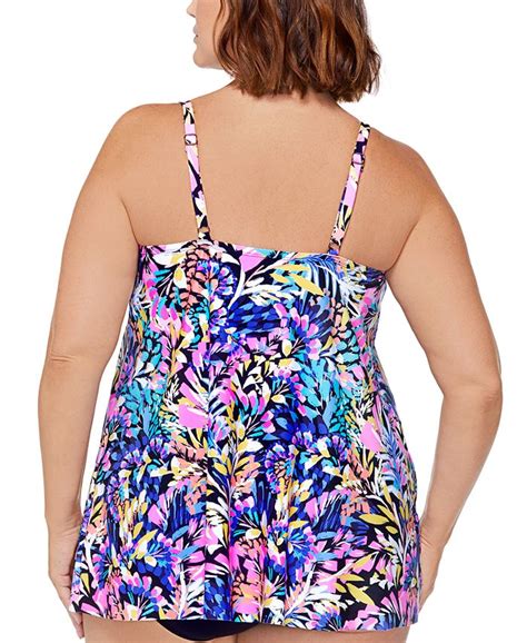 Island Escape Plus Size Printed Cape Town Underwire Tankini Swim Top