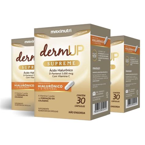 Kit 3 Colágeno Hidrolisado DermUp Supreme 30 Cápsulas Maxinutri