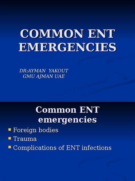 Common Ent Emergencies 24126 Pdf Human Head And Neck Medical Specialties