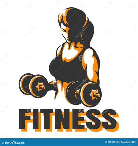 Fitness Emblem With Athletic Woman Silhouette Cartoon Vector 122296045