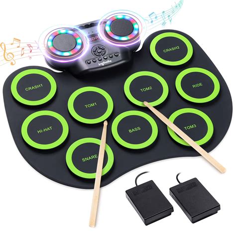 Electronic Drum Kit Pads Roll Up Practice Drum Set With Colorful