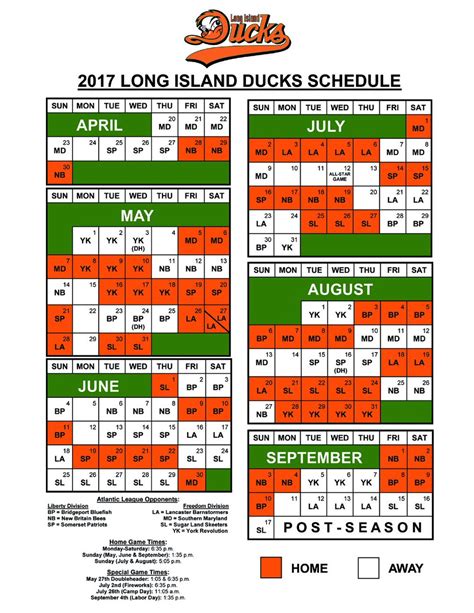 Li Ducks Schedule 2024 - Dori Nancie