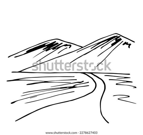 Simple Black Outline Vector Drawing Mountains Stock Vector (Royalty ...