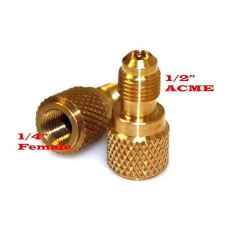 Acme Ac R134a Brass Adapter Fitting 1 2 Male Flare W Valve Core To 1 4 Female Ebay