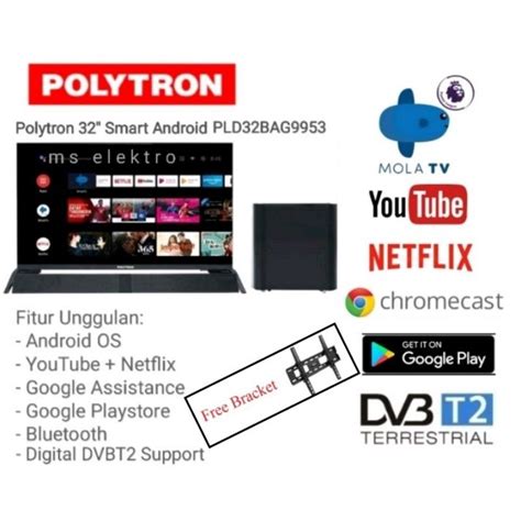 Jual TV LED 32 Inch Polytron Smart Android Cinemax Soundbar PLD