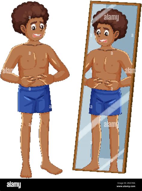 Puberty Boy Experiencing Physical Changes Illustration Stock Vector