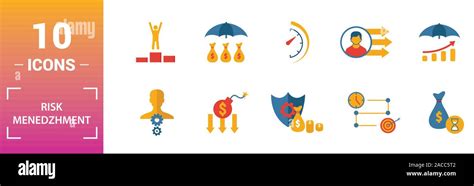 Risk Management Icon Set Include Creative Elements Risk Management