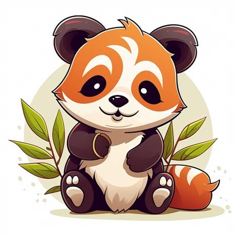 Premium Photo Cute Red Panda Holding Bamboo Cartoon Vector Icon