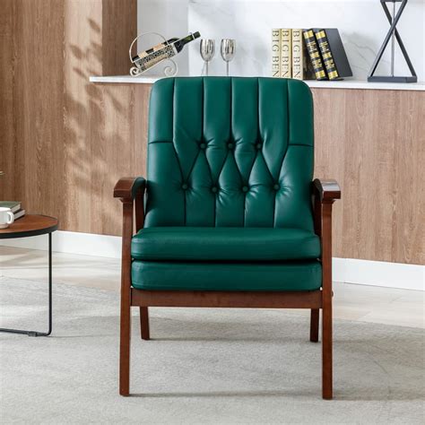 Lamdise Mid Century Pu Leather Accent Chair Retro Modern