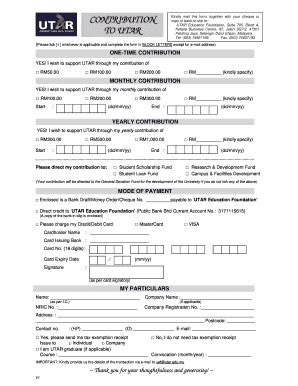 Fillable Online Form Contibution To UTAR UEF Change Current Ac Fax