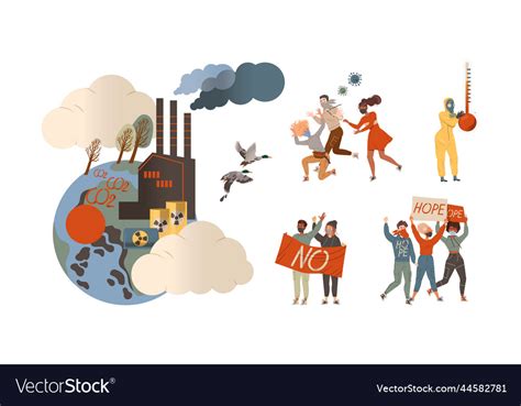 People Protesting Against Air Pollution Royalty Free Vector